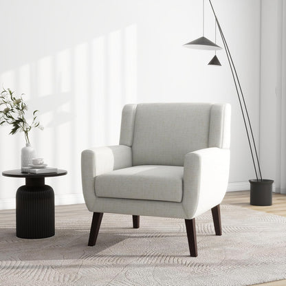 UIXE Accent Chair, Fabric Upholstered Armchair for Living Room, Comfy Arm Chair Single Sofa Bedroom Side Reading Seat - Flax Beige