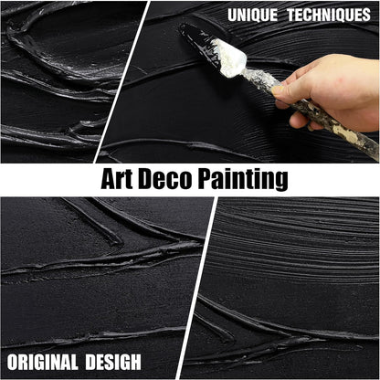 CGXART Abstract Painting Wall Art For Living Room Black Painting Wall Decor For Bedroom Modern Wall Art For Bathroom Size 20 x 40 Inch