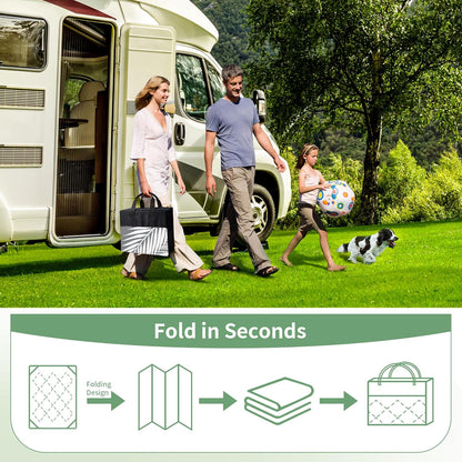 GENIMO Outdoor Rug 10' x 10' Waterproof for Patios Clearance, Reversible Outdoor Plastic Straw Camping Rug Carpet, Large Area Rugs Mats for RV, Camper, Deck, Balcony, Porch, Beach, Picnic, Grey&White