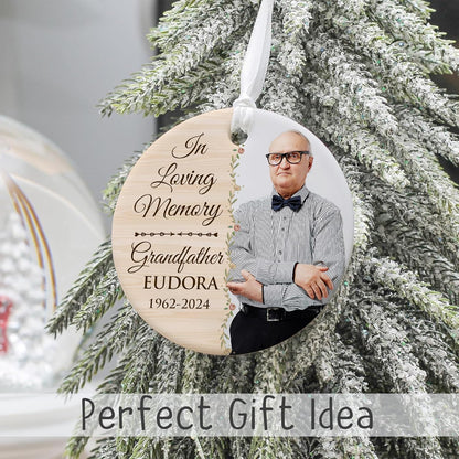 2025 Personalized Memorial Ceramic Ornament – Christmas-Birthday-Anniversary Keepsake for Loss of Loved One – Custom Photo Name Year – in Loving Memory Round Decoration