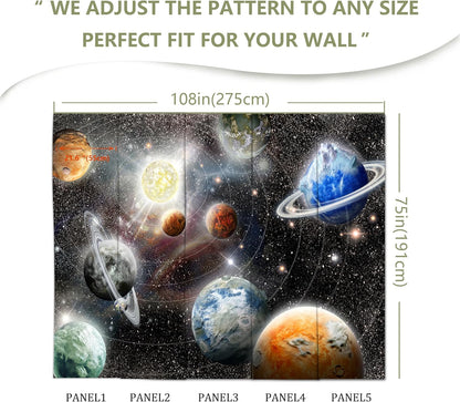 Galaxy Starry Sky Wall Mural Saturn Mars Venus Planet Wallpaper for Kids Room Bedroom Living Room(Not Peel and Stick)