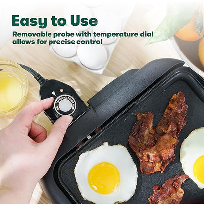 bella Electric Griddle with Warming Tray - Smokeless Indoor Grill, Nonstick Surface, Adjustable Temperature & Cool-touch Handles, 10" x 18", Copper/Black, PFOA & PTFE Free