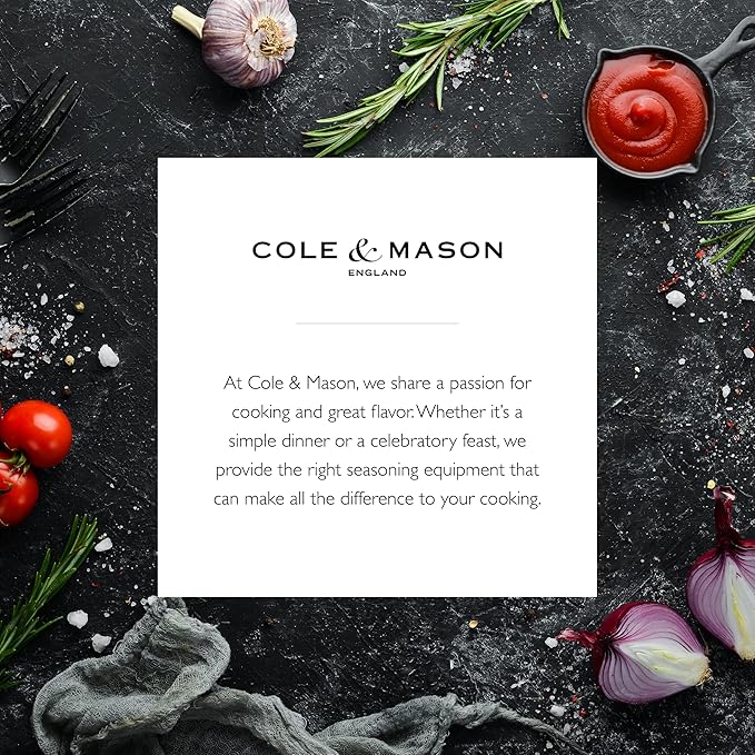 Cole & Mason Battersea Electronic Salt & Pepper Mill Gift Set - One-Button Electric Spice Grinder with Large Grinding Chamber - Adjustable Grind Knob - Electric Kitchen Tool - Stainless Steel