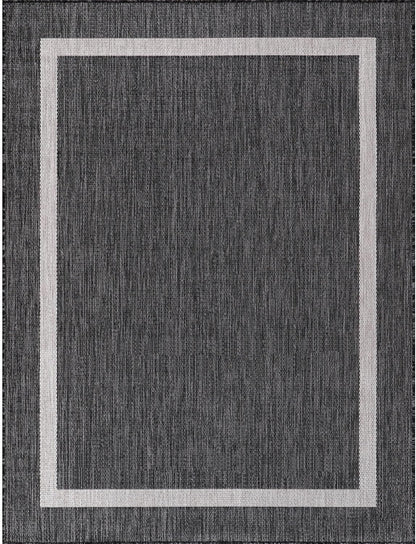 Bordered Outdoor Rug 8x10 Washable Outside Carpet for Indoor Patio Porch Waterproof Easy Cleaning Non Shedding Area Rugs Gray 8 x 10