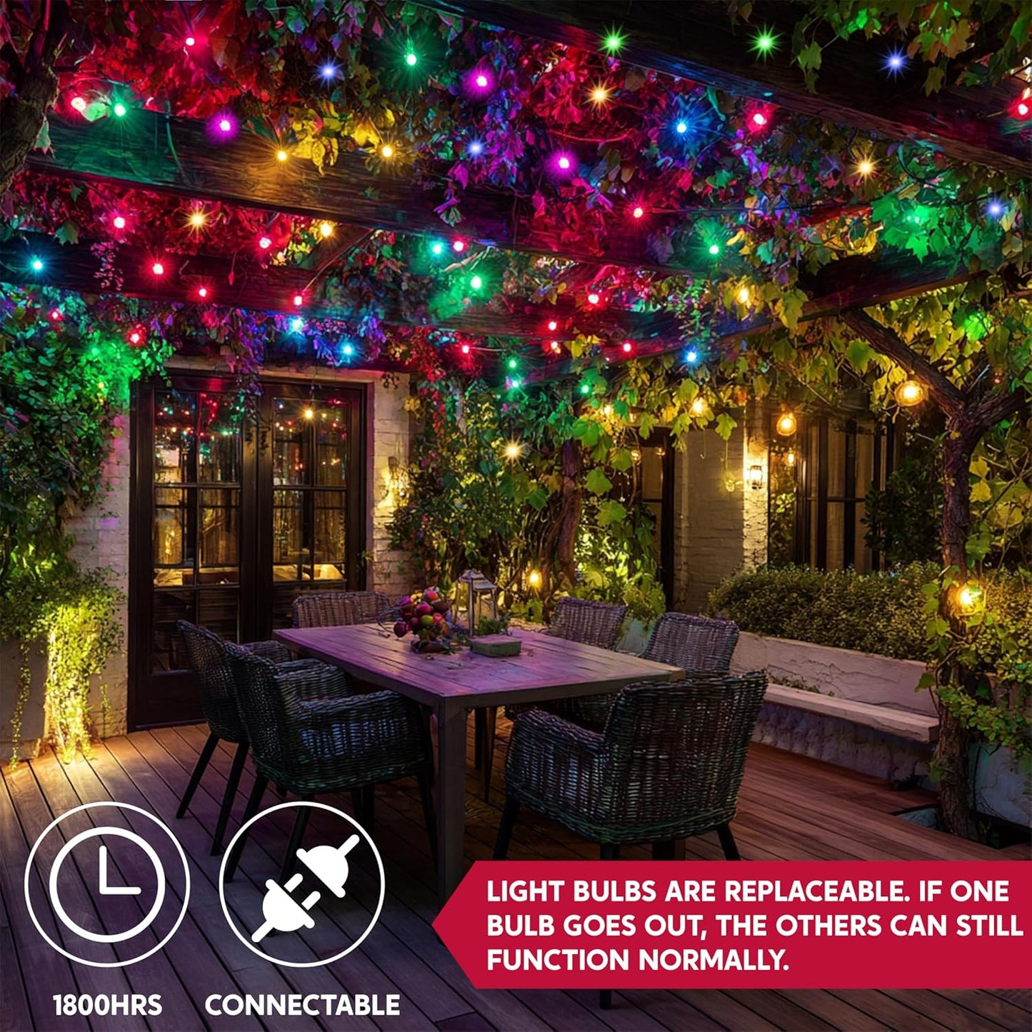Joiedomi Multicolor Christmas String Lights,100 Count 21.4FT Christmas Fairy Tree Lights Plug in for Indoor Outdoor Xmas Decorations Patio Holiday Theme Party Yard House,Green Wire