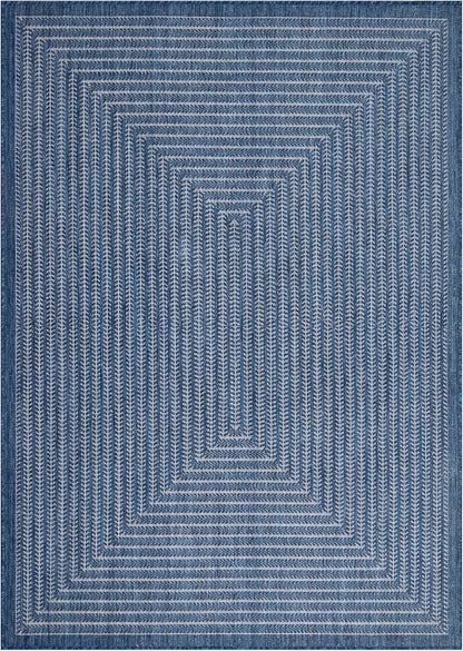 Adiva Rugs Outdoor Indoor Area Rug, Weather Resistant, Easy to Clean, Stain Resistant Floor Mat for Dining Room, Backyard, Deck, Patio (Navy Weiss, 2'6" x 7')