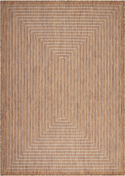 Adiva Rugs Outdoor Indoor Area Rug, Weather Resistant, Easy to Clean, Stain Resistant Floor Mat for Dining Room, Backyard, Deck, Patio (Wooden, 2'6" x 7')