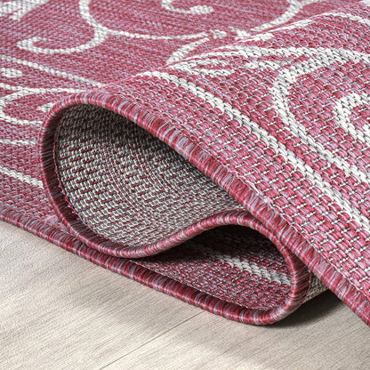 JONATHAN Y Vintage Filigree Indoor Outdoor Area Rug 5X8 Fuchsia/Light Gray, Charleston Textured Weave for Backyard, Patio, Porch, Easy-Cleaning, High Traffic, Pet-Friendly, Non-Shedding (SMB106J-5)