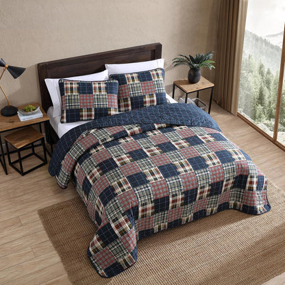 Eddie Bauer Home | Madrona Collection | Bedding Set - 100% Cotton Light-Weight Quilt Bedspread, Pre-Washed for Extra Comfort, Queen, Red