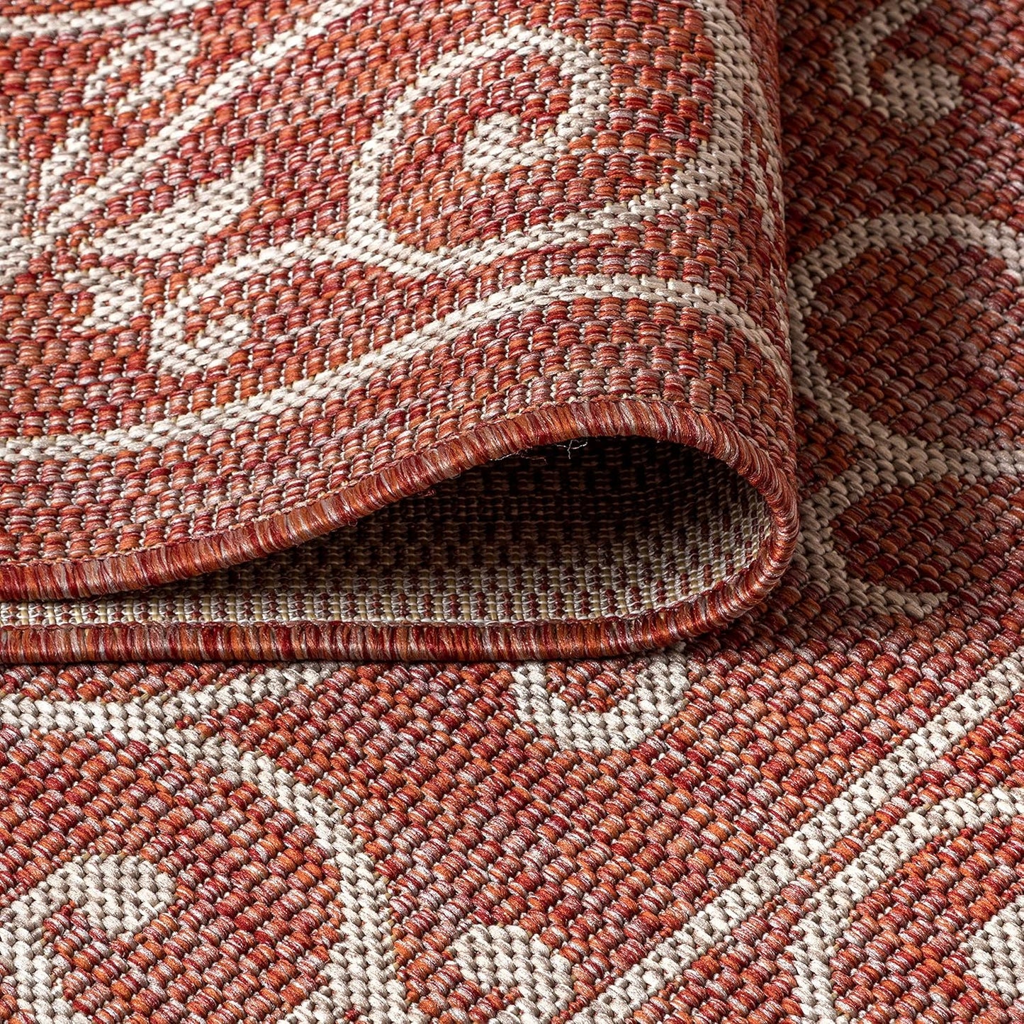 JONATHAN Y Vintage Filigree Indoor Outdoor Octagon Area Rug 8 Ft Red/Beige, Charleston Textured Weave for Backyard, Patio, Porch, Easy-Cleaning, High Traffic, Pet-Friendly, Non-Shedding SMB106B-8TGN