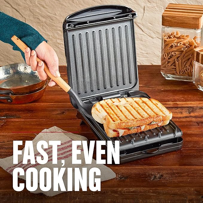 George Foreman 2-Serving Classic Plate Electric Indoor Grill and Panini Press,Black,GRS040B,(Pack of 2)