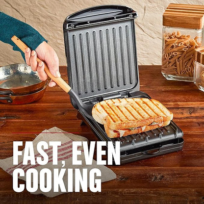 George Foreman 2-Serving Classic Plate Electric Indoor Grill and Panini Press,Black,GRS040B,(Pack of 2)