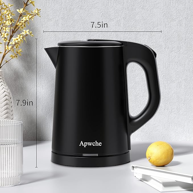 Portable Electric Kettle, 27oz/0.8L Stainless Steel Travel Kettle with Auto Shut-Off (Black)
