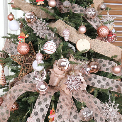 100-Pack Various Shatterproof Christmas Balls, Christmas Decorative Ball Ornaments for Xmas Tree- Rose Gold