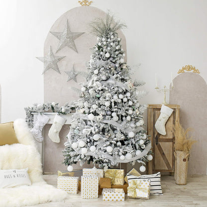 Christmas Ball Ornaments for Christmas Decorations - 41 Pieces Xmas Tree White Shatterproof Ball Ornaments with Hanging Loop for Holiday and Party Decoration