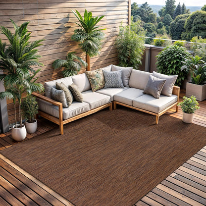 CAMILSON Outdoor Rug 9x12 Modern Area Rugs for Large Indoor and Outdoor Patios and Porches - Waterproof, Washable, Non-Shedding, Easy-to-Clean Outside Carpet (9 x 12, Solid - Gold)