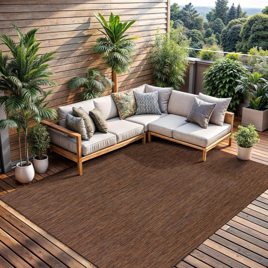 CAMILSON Outdoor Rug 9x12 Modern Area Rugs for Large Indoor and Outdoor Patios and Porches - Waterproof, Washable, Non-Shedding, Easy-to-Clean Outside Carpet (9 x 12, Solid - Gold)
