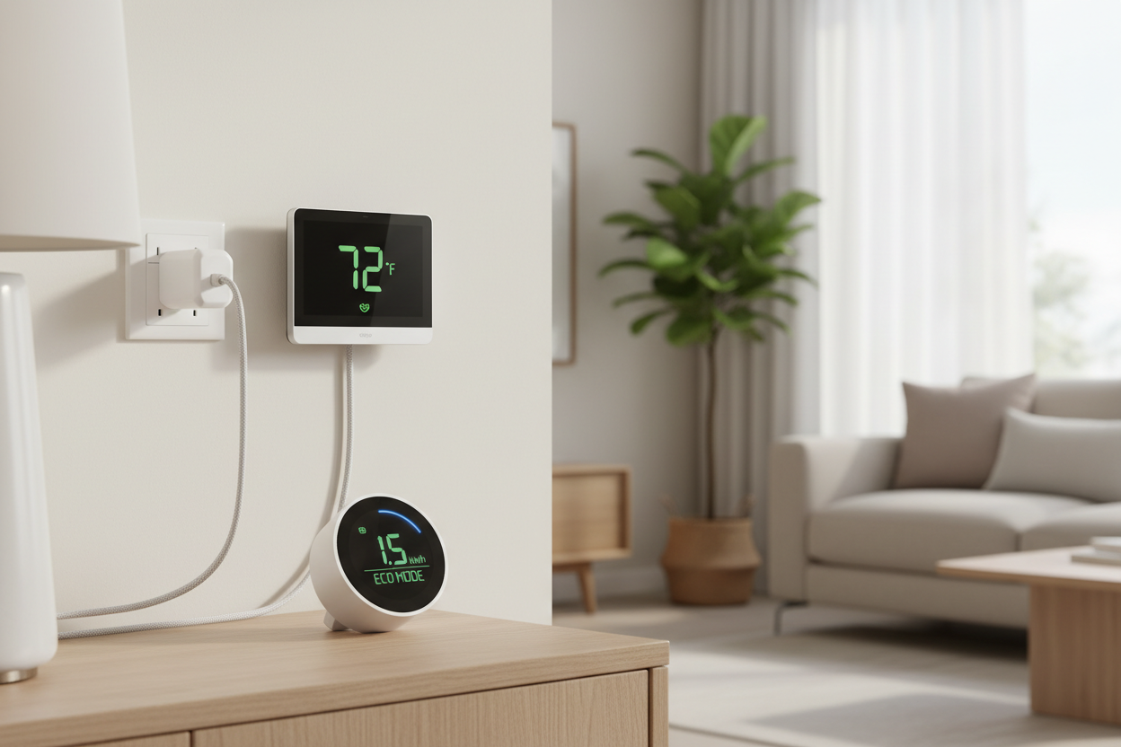 Energy-Saving Devices

Smart plugs, thermostats, and power monitors to reduce energy costs.

Optimize home efficiency without sacrificing comfort. (make it real photo)